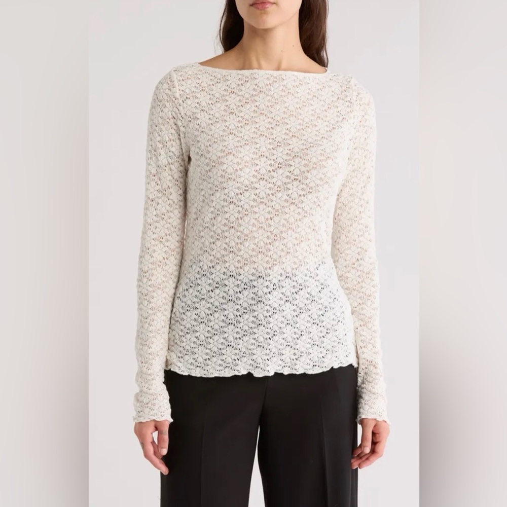 Sanctuary Lace Long Sleeve Lettuce Edge Blouse